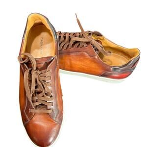 Magnanni Men's Amadeo Burnished Leather Low-Top Sneakers US 11